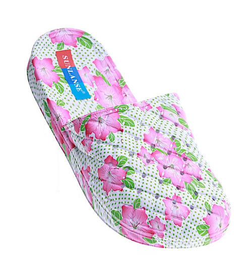 Różowo białe damskie klapki na basen /F5-1 14164 S009/