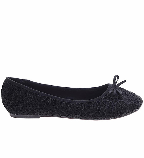 Czarne koronkowe baleriny /E3-2 16606 T8-61/