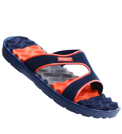 Basenowe klapki męskie Granatowe pomarańczowe /D6-1 17191  T087/