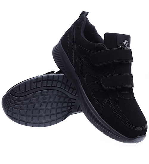 Męskie czarne buty na rzepy /G2-1 15790 T383/