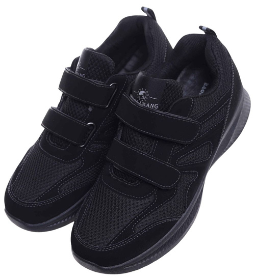 Czarne lekkie buty sportowe na rzepy /C1-3 18155 T289/