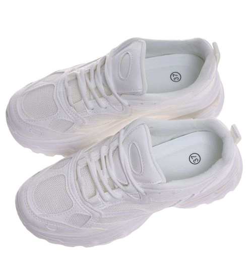 Damskie buty sportowe białe na platformie /G8-2 18658 S242/