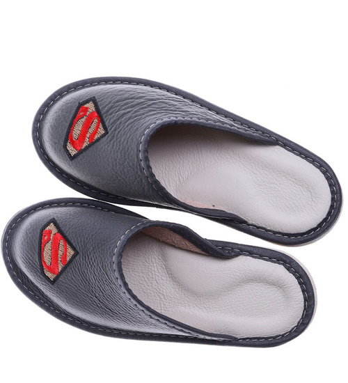 Super kapcie- skórzane klapki z krytymi noskami /F3-1 9118 S182/