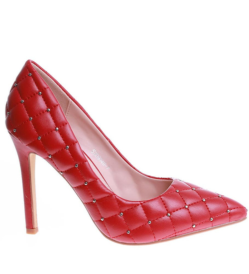 Czerwone czółenka damskie na szpilce /F10-3 16202 G252/