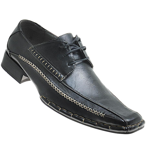 Półbuty męskie pantofle sznurowane CZARNE / A8-2 9781 S097/