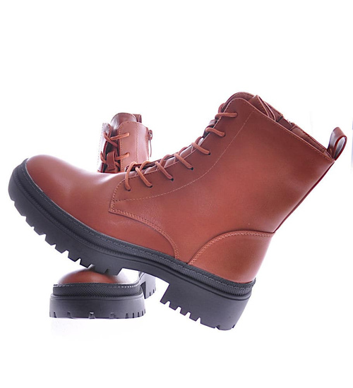 Brązowe botki trapery z ociepleniem /B3-1 12503 T343/