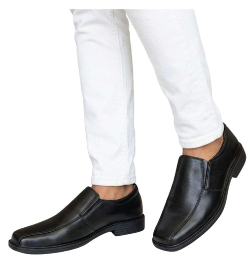 Czarne wkładane półbuty pantofle męskie /G3-3 18674 T299/