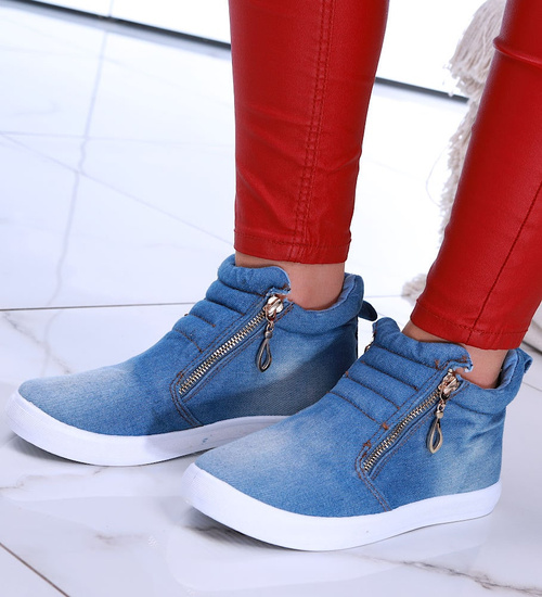 Jeansowe wsuwane trampki niebieskie /F4-3 14816 T293/