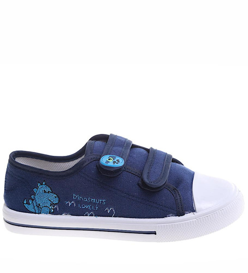 Granatowe tenisówki chłopięce na rzepy z dinozaurem /F8-1 16855 T187/