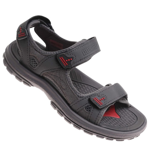 Szare chłopięce sandały na rzepy /B5-1 17942 T259/