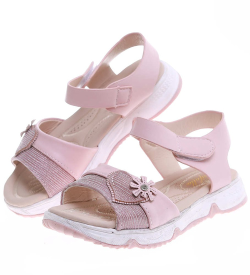 Różowe sandałki dziewczęce z rzepami /E5-2 16384 T286/