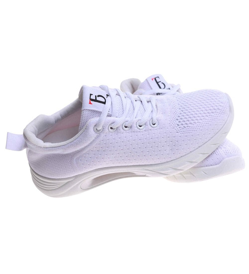 Białe wiązane sneakersy buty sportowe /A2-2 17710 W182/