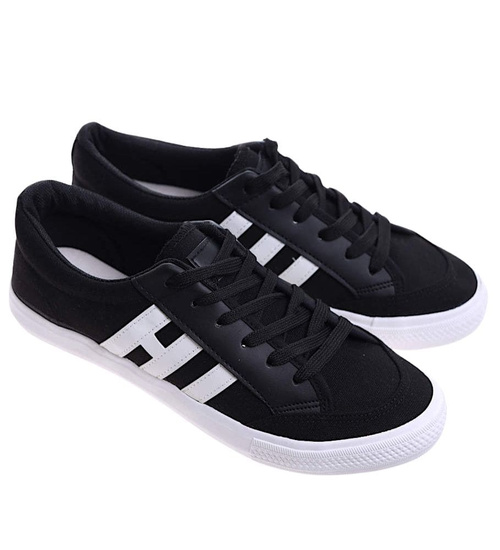 Czarne sznurowane trampki męskie /F10-2 16591 T392/