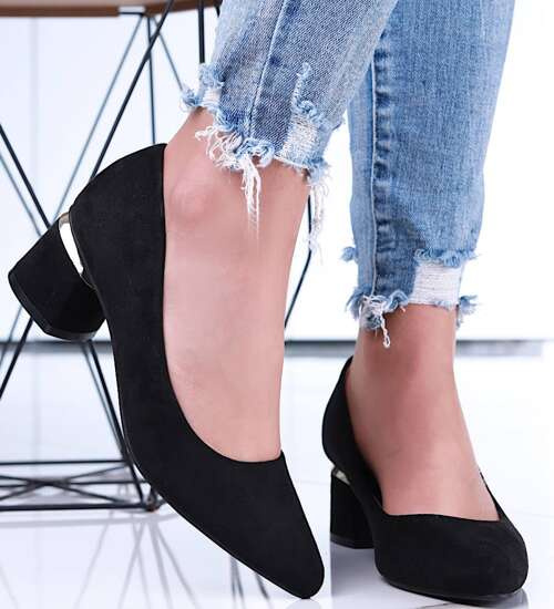 Czarne czółenka na niskim obcasie Seastar /F10-3 15647 T343/