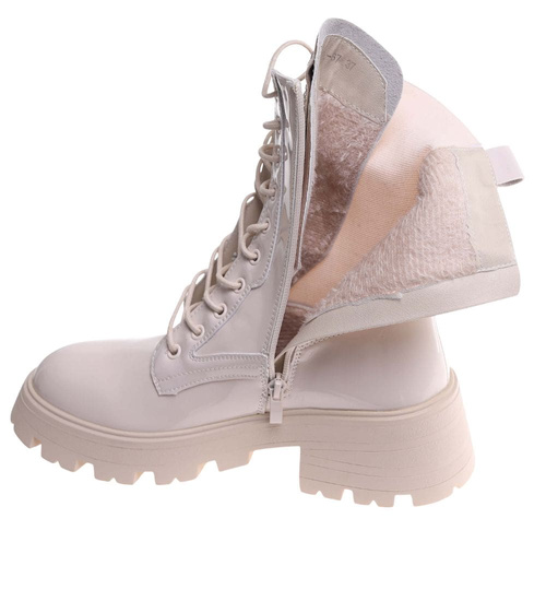 Beżowe botki trapery glany /D2-1 18208 T383/