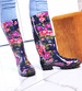 Wysokie damskie kalosze w kolorowe kwiaty /G7-1 12414 S245/