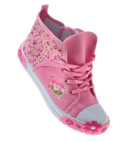 Wysokie wiosenne trampki dziecięce różowe w kwiatki /E1-2 7552 S089/