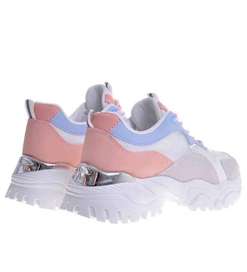 Damskie sneakersy na platformie Pink /G5-3 10623 S498/