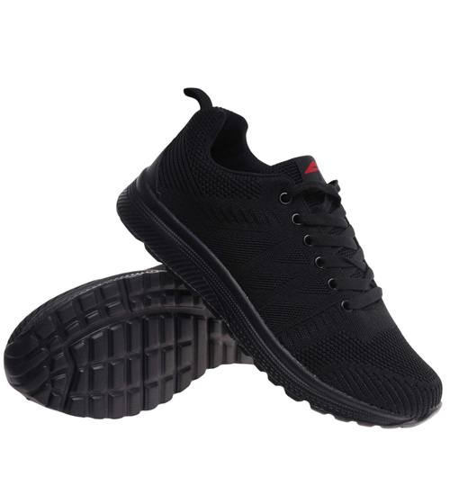 Sznurowane czarne męskie buty sportowe /F5-1 18040 T384/