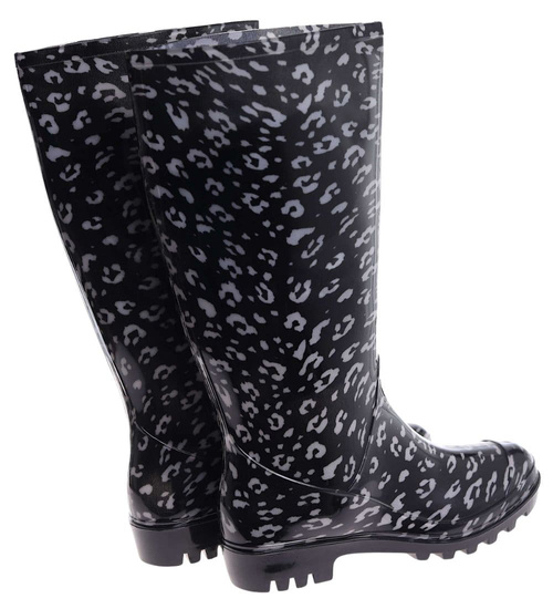 Kalosze damskie z wysoką cholewką Czarne /G6-1 18368 T346/