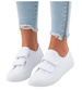 Białe damskie trampki z tkaniny na rzepy /D2-3 15804 T154/