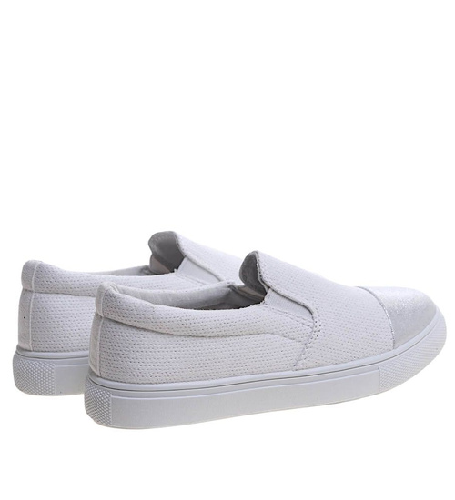 Wsuwane białe trampki dziewczęce slip on /B5-2 13683 T004/