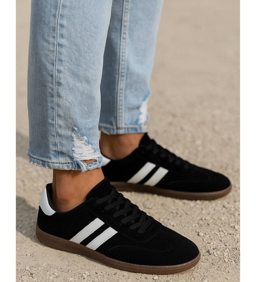 Czarne trampki halówki męskie z zamszu /D8-1 18157 T486/