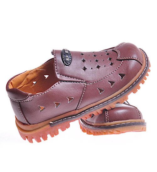 Wygodne półbuty chłopięce na rzepy Brązowe /D5-2 11788 T192/