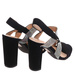 Czarne damskie sandały na słupku z cyrkoniami /B2-1 16084 G18-45/