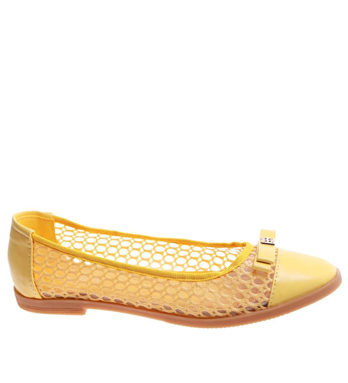 Przewiewne damskie baleriny Żółte /F10-2 10265 S098/