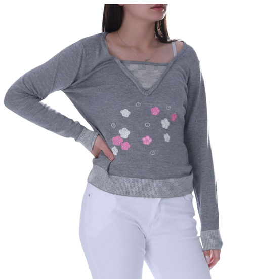 Szara bluzka sweter damski /H2 K11 ub993 S0/