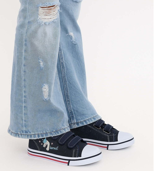 Granatowe dziewczęce trampki na rzepy /F9-2 18114 200/