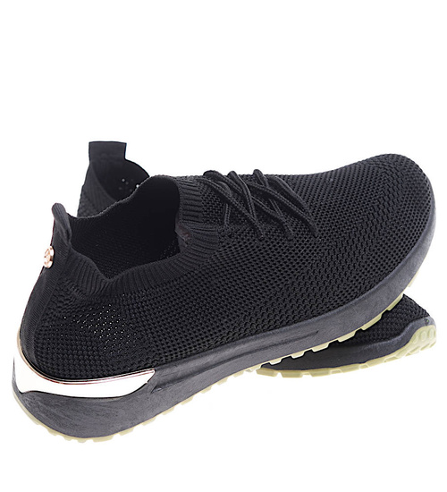 Czarne wsuwane damskie buty sportowe /C1-3 16051 T280/