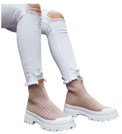 Wiosenne damskie trampki na platformie Khaki /A2-3 15704 T113-5/