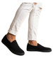 Czarne wsuwane męskie trampki slip on z tkaniny /A1-2 18148 T285/