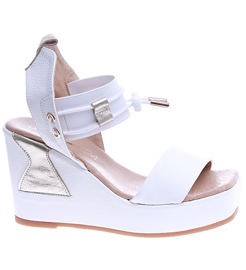 Skórzane białe sandały damskie /A1-3 14286 T179/