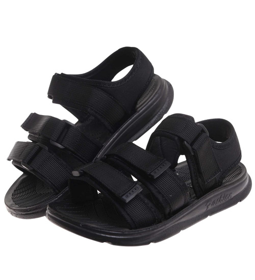 Czarne chłopięce sandały na rzepy /G7-2 17895 T155/