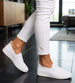 Białe damskie tenisówki slip on /L3-2 18804 W137/