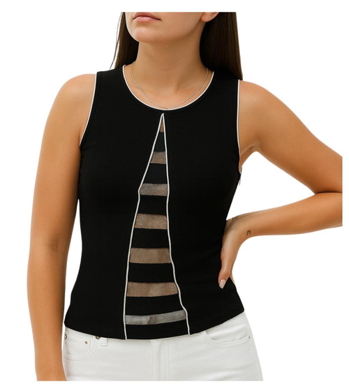 Koszulka damska bezrękawnik Czarna /H2 K45 ub976 S0/