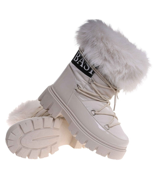 Ocieplane kozaki śniegowce eskimoski Beżowe /D9-1 18606 T388/