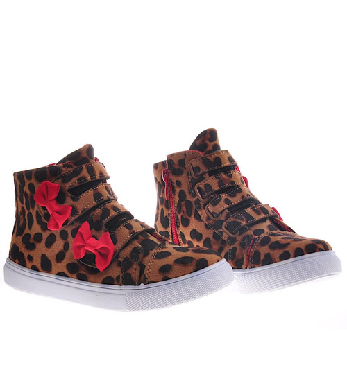 Wysokie trampki dziewczęce w panterkę /B3-3 3871 S281/