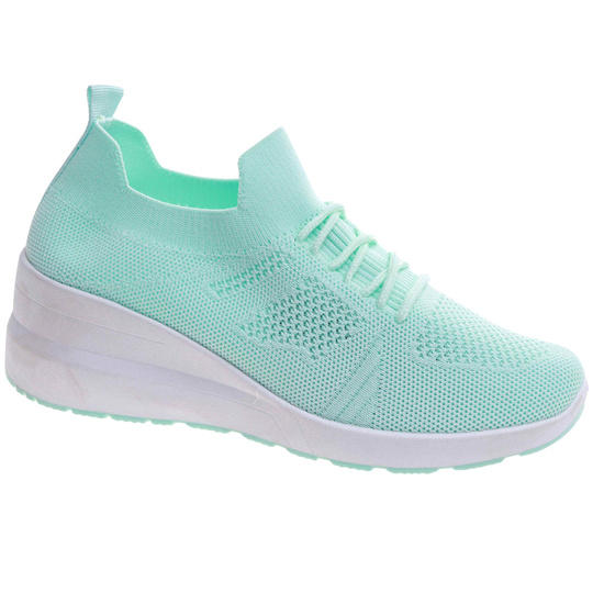 Zielone trampki damskie na koturnie /G6-2 17420 T196/