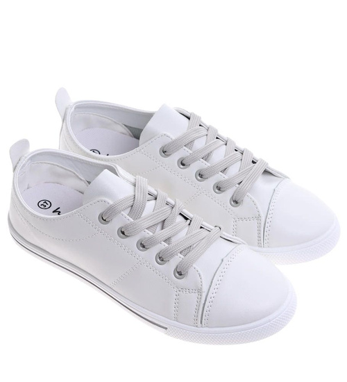 Sznurowane szare tenisówki damskie /B4-2 16685 T230/