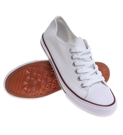 Trampki męskie Sznurowane białe z tkaniny /F5-3 17948 T234/