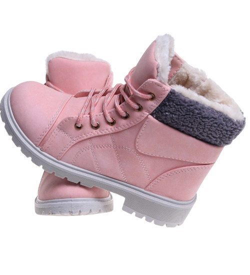 Zimowe różowe dziewczęce trapery z futerkiem /G9-2 17127 T295/