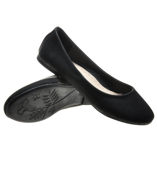 Gładkie balerinki damskie CZARNE /F3-2 4566 S170/