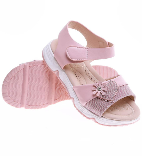 Różowe sandałki dziewczęce z rzepami /E5-2 16384 T286/