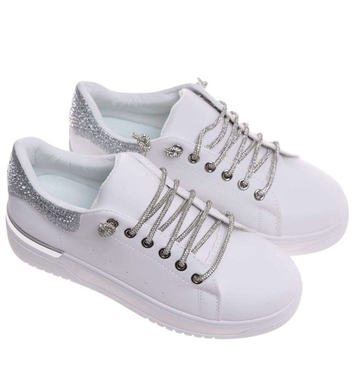 Białe wygodne trampki damskie /D1-3 18830 W285/