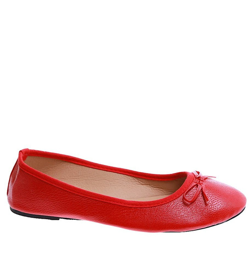 Czerwone balerinki damskie z kokardką /B3-1 4510 S098/