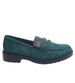 Zielone zamszowe półbuty loafersy na niskim obcasie /D9-2 15484 T386/